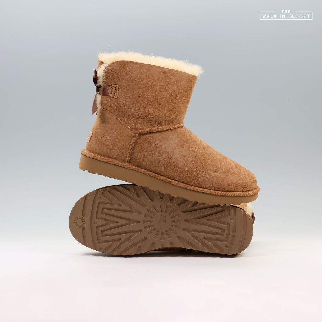UGG WOMENS MINI BAILEY BOW II BOOTS "CHESTNUT" - 1016501