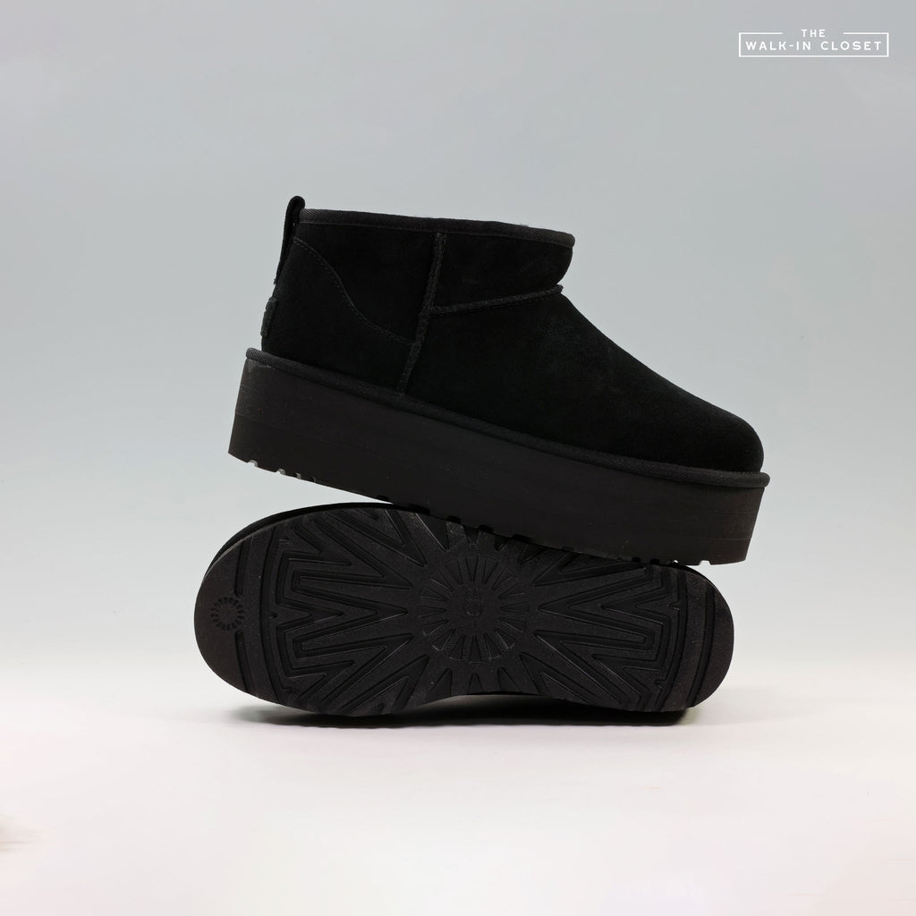 UGG WOMENS CLASSIC ULTRA MINI PLATFORM BOOTS "BLACK" - 1135092