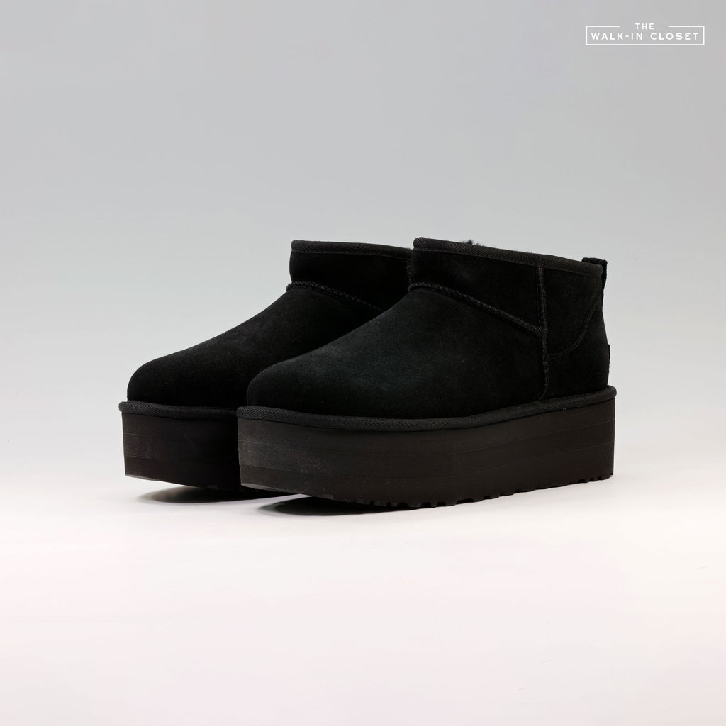 UGG WOMENS CLASSIC ULTRA MINI PLATFORM BOOTS "BLACK" - 1135092