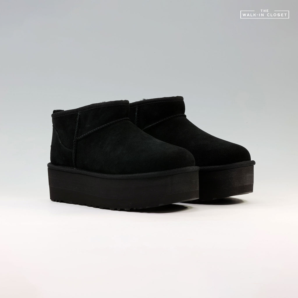 UGG WOMENS CLASSIC ULTRA MINI PLATFORM BOOTS "BLACK" - 1135092