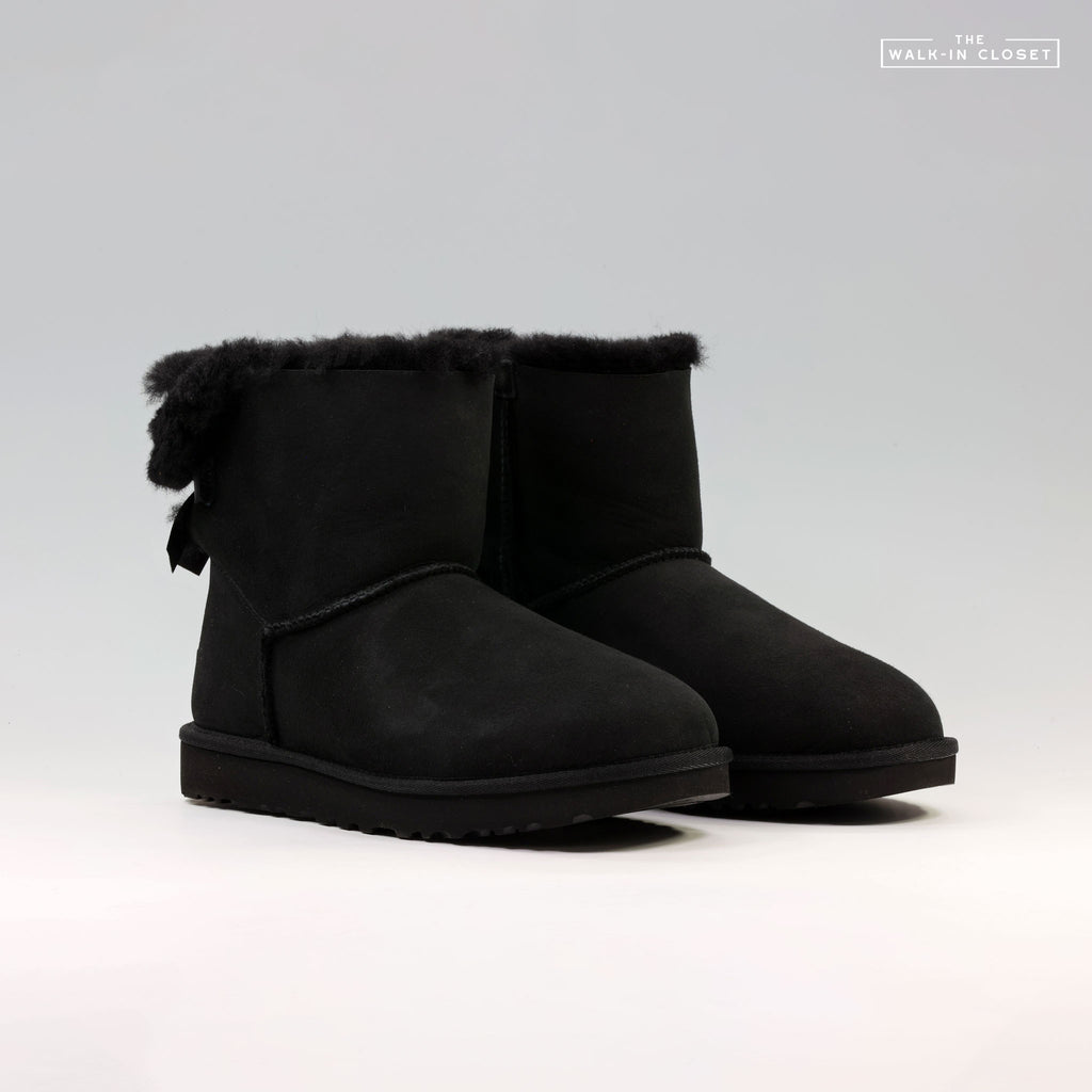 UGG WOMENS MINI BAILEY BOW II BOOTS "BLACK" - 1016501